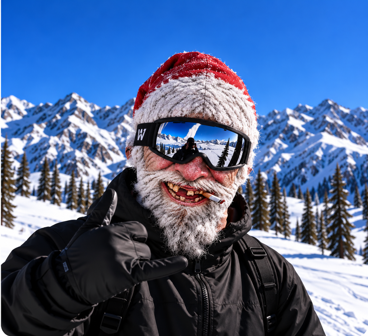 Cagoule de ski Snov, tête Père Noël, version légère